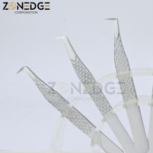 Pinzas de pestañas de volumen de punta de fibra más vendidas Pinzas de extensión de pestañas de metal de alta calidad - Product Image 5