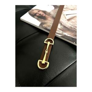Fiori Long Thin <b>Tan</b> Women's <b>Belt</b> with Gold Buckle for Jackets Shirts Dresses-<b>Tan</b>-Gold - Product Image 4