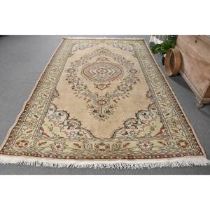 Alfombra turca Vintage clásica Beige verde 6,1X9,8 pies área grande Patchwork lana con respaldo de látex para dormitorio o pasillo - Product Image 1