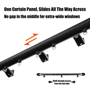 ZSTARR Aksesoris Jendela Bahan Aluminium Tebal Berkualitas Tinggi untuk Penggunaan Kantor Rumah, <span class=keywords><strong>Set</strong></span> Tiang Gorden Geser Baru dengan Cincin - Product Image 4