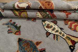 Alfombra de pescado de lana hecha a mano | Alfombra de tema náutico de terracota | Diseño marino de arte popular | Estera de área de decoración costera para el hogar Trc_9064 - Product Image 5