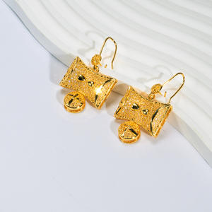 دبي الهند الزفاف شرابة طويلة قلادة مجموعة 24k مطلية بالذهب قلادة أقراط 2 قطعة مجموعات مجوهرات الزفاف - Product Image 3