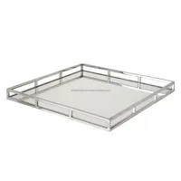 Plateau de service de luxe en bambou et métal, finition dorée effet miroir, décoratif, sûr, plaqué, étanche, moderne, pour occasions de mariage Zahid