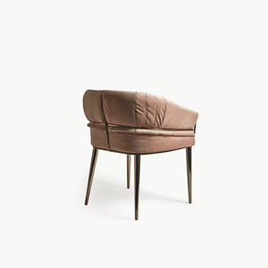 Modern Luxury Eco-Friendly Teak Wood <b>Dining</b> <b>Chair</b> <b>with</b> Polished Metal Legs and Velvet Upholstery Armchair for Home Furniture - Product Image 6
