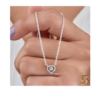 Collier élégant minimaliste en moissanite avec halo en forme de cœur, pendentif en argent 925, bijoux fins, cadeau de fiançailles étincelant, pour femme, fête, célébration