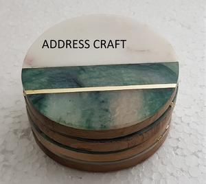 Wholesale Price Hot Selling <b>Marble</b> And Resin Square Shape Brown White Color Coaster Table Decoration Used Latest Design coaster - Product Image 5