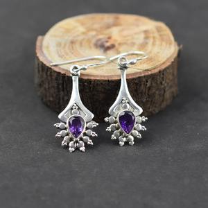 Pendientes de piedras preciosas de amatista, joyería para mujer, joyería de estilo bohemio de plata 925, pendientes hechos a mano de tendencia, regalo para - Product Image 4