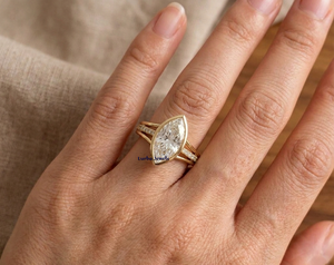 Bague de fiançailles et de mariage Lurba Jewels en diamant de laboratoire taille marquise 2,75 carats, sertie en clos, certifiée IGI, luxe 14k - Product Image 4