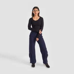 Pantalones Cargo de Cintura Alta para Mujer, Transpirables, Casuales, Estilo Utilitario, Color Azul Marino, para Primavera, para Usar en la Oficina - Product Image 4