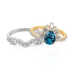 Jeulia Luna Astra Sunrise Two-Tone Pear <b>Ring</b> Set for Anniversary - Product Image 2