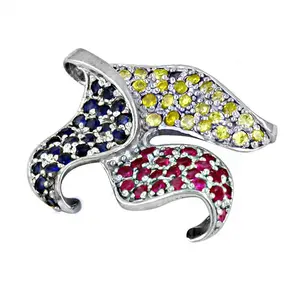 จี้เงินประดับทับทิมและไพลินสำหรับผู้หญิง ชุบทองคำขาว ประดับพลอย จี้เครื่องประดับทางศาสนา ชุบโรเดียม จี้แพลตตินัม - Product Image 1