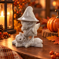 Figurine décorative de Noël en cristal sculpté : Corbeau avec chapeau de sorcière et citrouille, objet de collection pour la maison et le bureau