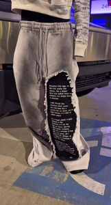 Chándal de Hip-Hop con estampado de pantalla completa personalizado de alta calidad, ropa de calle para hombre, chándal con capucha de estilo desgastado de peso pesado - Product Image 5