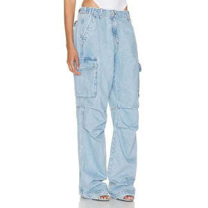 Venta al por mayor de fábrica personalizada de las señoras de cintura alta bolsillo de pierna ancha última moda suelta de longitud completa pantalones vaqueros Cargo 2026 - Product Image 2