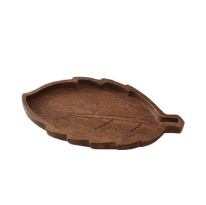 Assiette de service en bois à dos lisse avec poignée Design de feuille de couleur bois naturel pour servir des fruits ou des plats au meilleur prix - Product Image 6