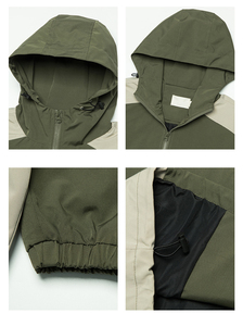 High Street Designer Hoodie Custom Canvas Stand Collar Impermeable a prueba de viento Eco-Friendly Racer Jacket Autumn Contrast Hood - Product Image 3