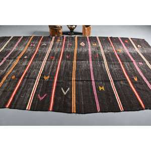 Alfombra de lana marrón bohemia de área grande, diseño de retazos de estilo clásico turco de 7,2x12,8 pies para adolescentes, látex rectangular para pasillo - Product Image 3