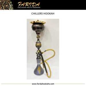 Cachimba de Lujo con Diseño Egipcio, Modelo Farida Gold Lacquer Ice Chamber, Juego de Shisha Pequeño de Latón con Caja de Vidrio y Acero Inoxidable, Venta al por Mayor - Product Image 5