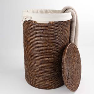 Storage hampers in natural rattan handcrafted <b>lidded</b> baskets hamper <b>bin</b> <b>with</b> removable liner - Product Image 1