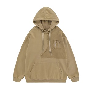 Sweat à capuche brodé patchwork texturé unique vintage pour hommes 100% coton Streetwear pull sweat logo personnalisé commandes OEM - Product Image 3
