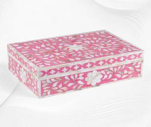 Boîte à bijoux indienne de luxe en incrustation d'os et résine faite à la main pour un design élégant Boîte à bijoux de mode pour femme - Product Image 3