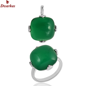 Classic delicate high quality natural stone 925 sterling silver <b>green</b> onyx gemstones pendant necklace wholesale ready stock - Product Image 3