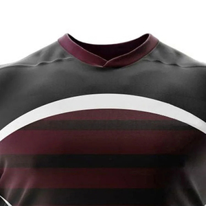 Conjunto de Camiseta y Pantalones Cortos de Rugby a Rayas Rojas y Negras para Hombre, Cuello Redondo, Manga Corta, Ajustado, para Todas las Temporadas - Product Image 5