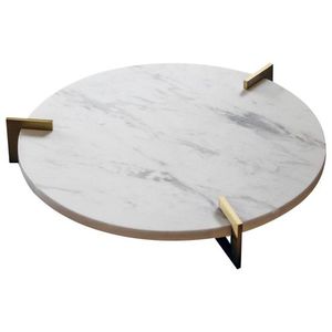 Ovale Moderne De Luxe De Haute Qualité Décor À La Maison Plateau En Marbre Laiton Plaqué Or Poignées Ustensiles De Cuisine Table À Manger Plateau - Product Image 2