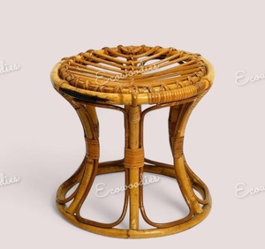 Living Room Furniture Restaurant Round Natural Wood Cane Seat Wicker Rattan Chair Bar <b>Stool</b> <b>Ottoman</b> Bone Inlay Console - Product Image 4