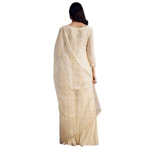 Conjunto de Sharara bordado OffWhite con Organza Dupatta Elegante ceremonia de boda y ropa de Festival Traje de Kurta Sharara - Product Image 5
