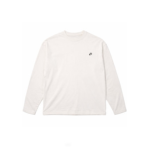 Premium <b>Cream</b> Oversized Long Sleeve Men's shirts Minimal Logo Heavy Cotton Loose Fit Streetwear Casual Urban Plain <b>Tshirt</b> - Product Image 2