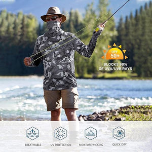 Sweat à capuche de pêche à manches longues OEM ODM avec masque, impression personnalisée par sublimation, protection UV, sweat à capuche - Product Image 5