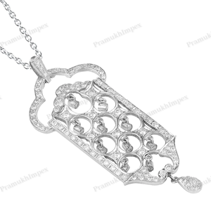 Vintage 925 Silver Moissanite Pendant Necklace Elegant Luxury <b>Jewelry</b> Unique Design Gold for Women Timeless <b>Statement</b> Wedding - Product Image 4