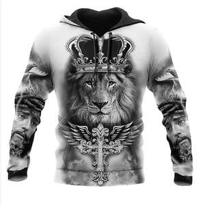 Pull à capuche surdimensionné pour homme avec impression 3D graphique loup Streetwear d'automne Sweat à capuche animal Tops - Product Image 5