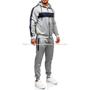 Chándal de color rojo con cremallera OEM al por mayor, traje de hombre con cremallera, chándal con capucha de 2 piezas personalizado con cremallera completa para hombre - Product Image 2