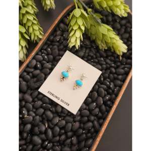 Boucles d'oreilles pendantes artisanales Navajo en turquoise Sleeping Beauty et argent sterling en forme d'étoile - Product Image 3
