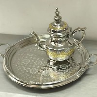 Nouvelle Arrivée Théière/Cafetière en Laiton Faite à la Main Style Marocain, Finition Bicolore, Écologique, Durable, Qualité Alimentaire, Portable