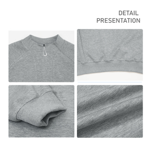 Vente en gros de basiques personnalisés de haute qualité 350 Gsm coton mélangé sweat-shirt doublé polaire blancs quart fermeture éclair sweat à capuche unisexe - Product Image 6
