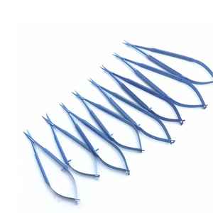 Ciseaux droits à ressort à double action, réutilisables, en acier inoxydable bleu plasma, pour manucure russe, cils et sourcils, pour droitiers - Product Image 4