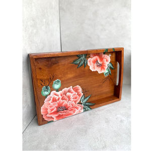 Plateau carré unique en bois de manguier peint à la main, plateau moderne de luxe, finition brune, plat, décoration de mariage, polyvalent pour la maison - Product Image 2