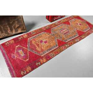 2.9x8.1 ft Vintage <b>Runner</b> Rug, Turkish <b>Red</b> Southwestern Rug - Product Image 2