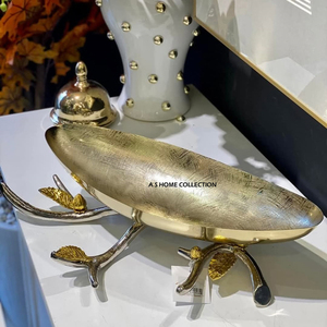 Ensemble de bols de service plaqués argent en forme de feuille luxueux plats artisanaux de haute qualité pour les fêtes d'accueil des occasions spéciales - Product Image 6