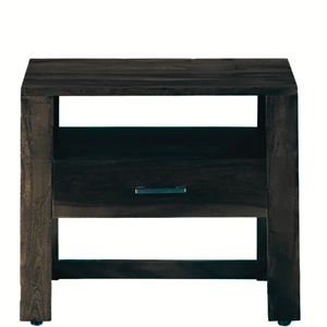 Mesa auxiliar de cama de madera de estilo contemporáneo, acabado marrón oscuro con 1 cajón y estante abierto para almacenamiento de dormitorio - Product Image 2