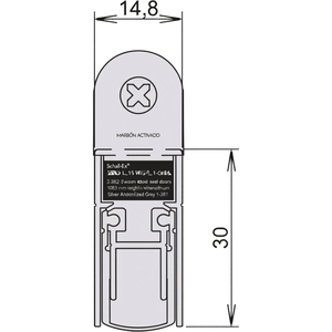 Schall-Ex DUO L-15 WS 1-382 2-Sided Door <b>Seal</b> for Left/Right Wooden Doors 1083 mm Length Aluminum Silver Anodized Grey 1-382 - Product Image 3
