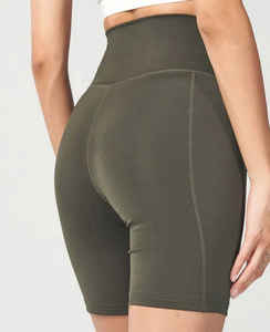 Short de fitness taille haute sans couture pour femmes Short de yoga de compression athlétique respirant Lavage coloré de teinture uni personnalisé - Product Image 5