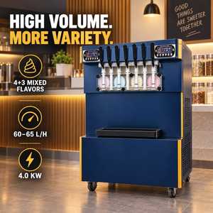 Machine à glace molle commerciale 7 saveurs 60-65L/H, machine à glace molle verticale en acier inoxydable 110V 220V ICM-395 - Product Image 1
