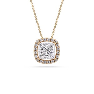 Colgante de Diamante Angular con Corte Princesa y Halo Simple, Diamante Cultivado en Laboratorio de 0.50 Ct en Platino, para Bodas y Fiestas - Product Image 2