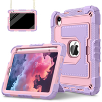 Düşmeye Dayanıklı Çift Açılı Standlı Kalem Tutucu PC Silikon Sağlam Tablet Kılıfı iPad Mini 7 2024 Mini 6 2021 8.3 İnç için