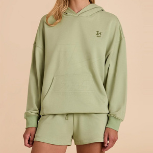 Ensemble sweat à capuche et short 2 pièces quantité minimale de commande bas pour femmes ensemble sweat à capuche et short de haute qualité à vendre - Product Image 2