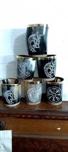 Ensemble de 2 petites cornes indiennes polies de style animal pour déguster des boissons - Product Image 3